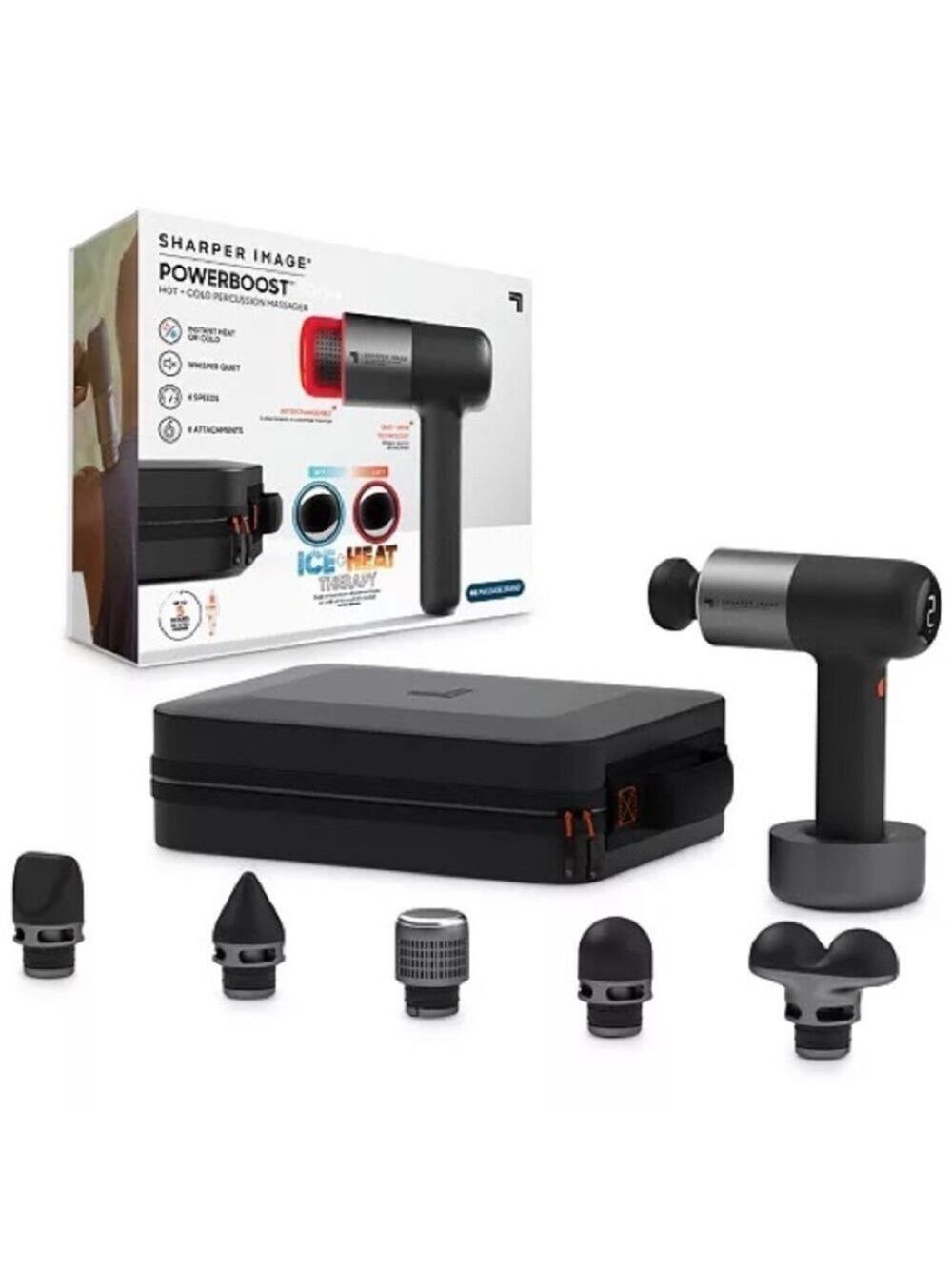 Sharper Image Powerboost Pro+ Hot and Cold Percussion Massager - Black